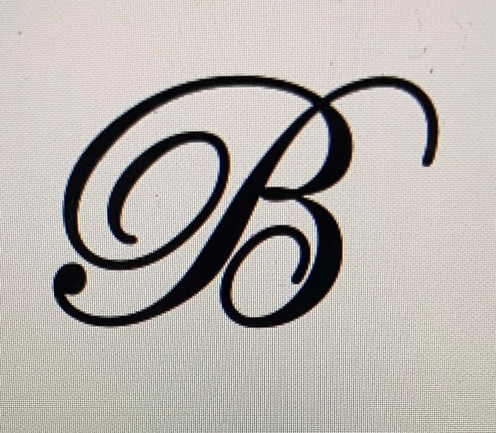 A black and white photo of the letter b